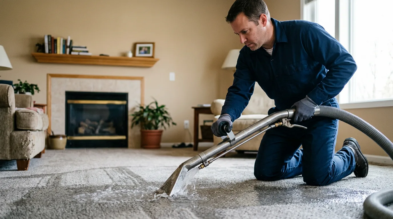 Water damage restoration technician working near Oronoco, MN